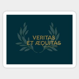 Veritas et Aequitas, Truth and Justice. Latin maxim. Sticker